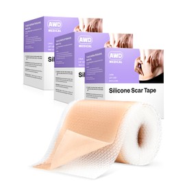 AWD Medical AWD Silicone Scar Sheets for Surgical Scars - Silicone Scar Tape for C Section, Tummy Tuck Tape, Keloid Treatment - Silicone Skin Patches After Surgery Must Haves (1.6" x 60" Roll, Pack of 3)