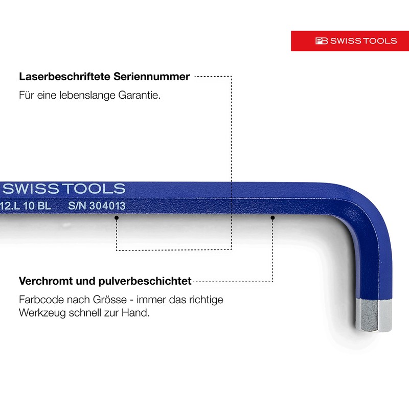 PB SWISS TOOLS 212LH-10RBCN Long Rainbow Wrench Set with Ball