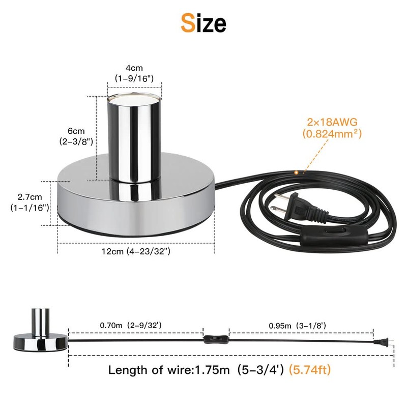 Helunsi Industrial Table Lamp Base, Silver E26 E27 Lamp Base