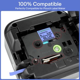 GREENCYCLE TZ-521 9mm 0.35 Laminated Blue Label Maker Tape Compatible for Brother P-Touch TZe-521 TZe521 Black on Blue TZe TZ Tape for PT-H100 PT-H110 PT-1290 PT-1230PC PT-D210, 6 Pack