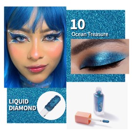 Oulac Liquid Eyeshadow Glitter - Waterproof Glitter Eye Make-Up with a Stunning and Shimmer Look, Non-Alcoholic, Non-Greasy, Vegan Friendly, 5.4 g, Ocean Treasure (10)