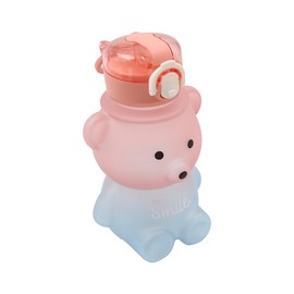 Hsthe Sea 800ml Cute Gradient Water Bottle, Kawaii Bear Water Bottle with Straw and Shoulder Strap, Portable Leak-proof Drinking Cup for Girls, Women, Sports, Camping, Picnic, Hiking