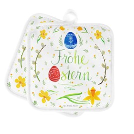 Mr. & Mrs. Panda Set of 2 Pot Holders with Saying, Easter Gifts, Easter Decoration, Pot Holders with Saying, Easter Nest, Pot Holder Set, Easter Bunny, Willow Kitten Lettering, Pot Holder