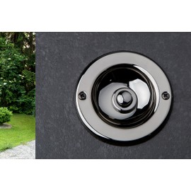 HUBER Flush-Mounted Bell Push Button 1-Way Brass Round Door Bell Push Door Bell Flush-Mounted Brass Bell Switch Bell, Burnished