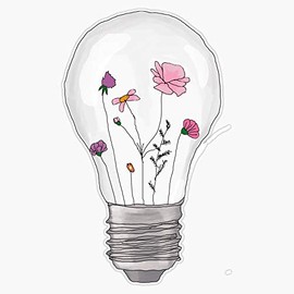 Bulb Full Of Flowers Vinyl Waterproof Sticker Decal Car Laptop Wall Window Bumper Sticker 5"