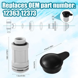 2pcs 12363 12373 Air Jet Valve & Cap for Intex Pool, Air Jet Valve Replacement for Above Ground Swimming Pools Fits Models Including 26165EH 26167EH 26175EH 26183MW 26191CA 26191EH & More