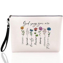 Nioobager Makeup Bag Gift Christian Bag Toiletry Bag Canvas Tote Bag, Travel Toiletry Organizer Zipper Pouch for Mothers Day Graduation Birthday BridesMaid Gift