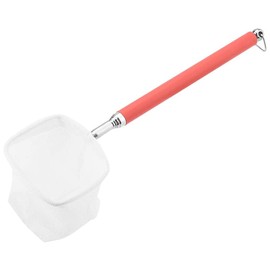 ANCLLO Small Aquarium Fish Net Telescopic Fish Shrimp Catcher Net with Extendable 18-53cm Handle for Betta Fish Tank (Square, Red)