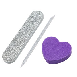 10 Sets 3-in-1 Nail Kit Nail Art Tools Disposable Manicure Kit Individually-Packed Disposable Manicure Kit Nail Art Files Manicure Care Sticks Manicure Sponge for Nail Care Nail Salon, Silver