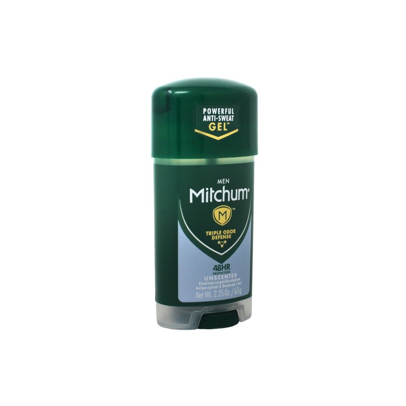Mitchum Clear Gel Anti-Perspirant & Deodorant, Unscented for Men, 2.25