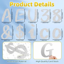 273 Pcs 4 Inch Glitter Bulletin Board Letters Set - Poster Board Letter Cutouts with Alphabet, Symbols, Numbers, Storage Bag - Classroom Decor, DIY Projects, Teacher Supplies, Office (Silver)
