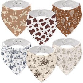 Muslin Baby Bibs Drool Burp Cloths Western Cowboy Cotton Teething Baby Bibs for Boys and Girls Soft Absorbent Baby Burp Cloths with Adjustable Snaps f