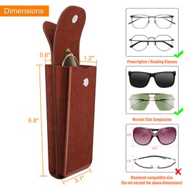 Fintie Double Eyeglass Case with Carabiner Hook, Portable Vegan Leather Eyeglass Case with Scratch Protection, Sunglasses Pouch, Braun