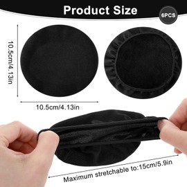 Tyqour Pack of 6 Ear Pads Covers Black Stretchy Washable Headphone Covers Headphone Protective Cover Headset Ear Pads for Gym Gaming, Suitable for Ear Pads from 9 to 11 cm