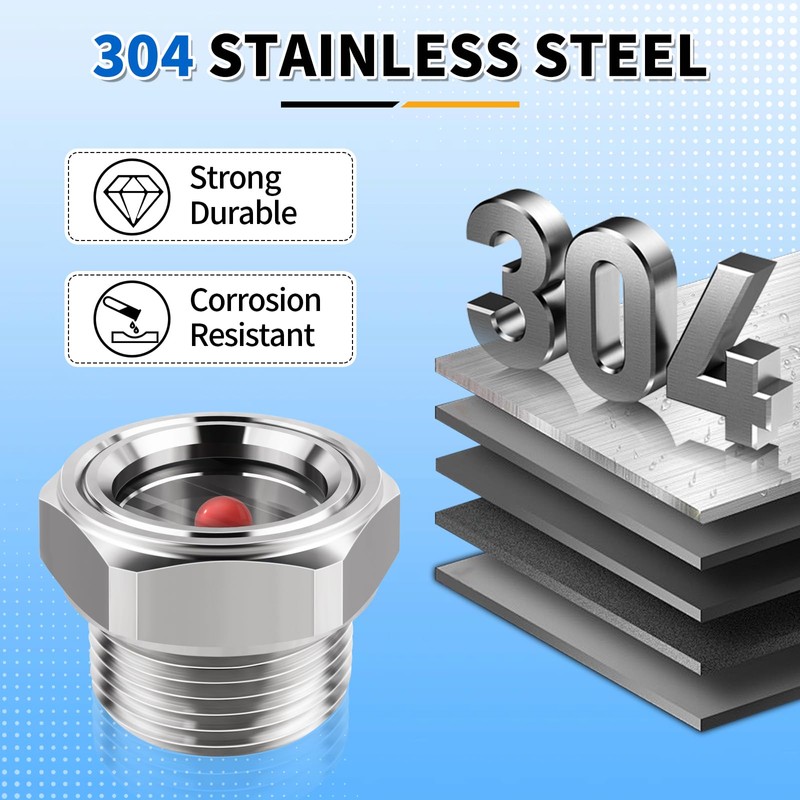 1.5" NPT Sight Glass for Air Compressor with Red Monitor