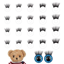 Pack of 20 Safety Eyelashes for Crochet Animals, 12/16/18/20/26 mm Doll Eyelashes, Safety Eyelashes, Safety Eyes with Eyelashes for Dolls, Toys and Plush Toys, Handmade Artworks