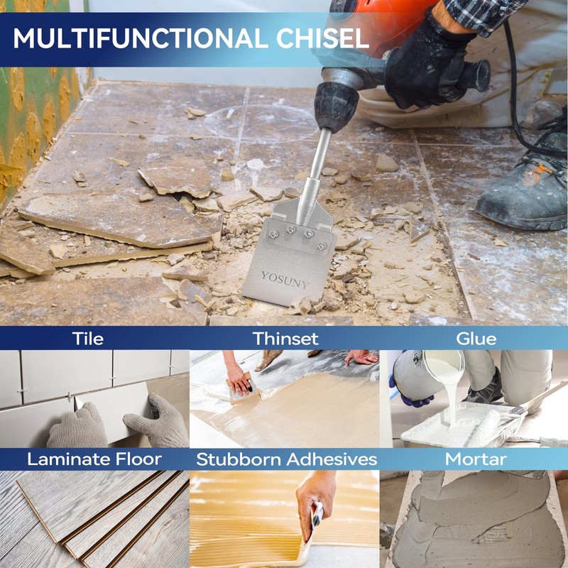 SDS Max Floor Scraper, 6 Inch x 24 Inch Tile