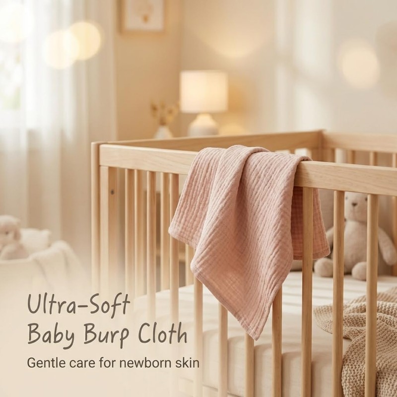 CleaZeny 4-Pack 100% Cotton Muslin Face Cloths, 4-Layer Baby Washcloths