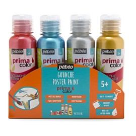 Pebeo 55591 Primacolor 4-er Set 150 ml, Perlmutt/rot/türkis/Gold/Silber