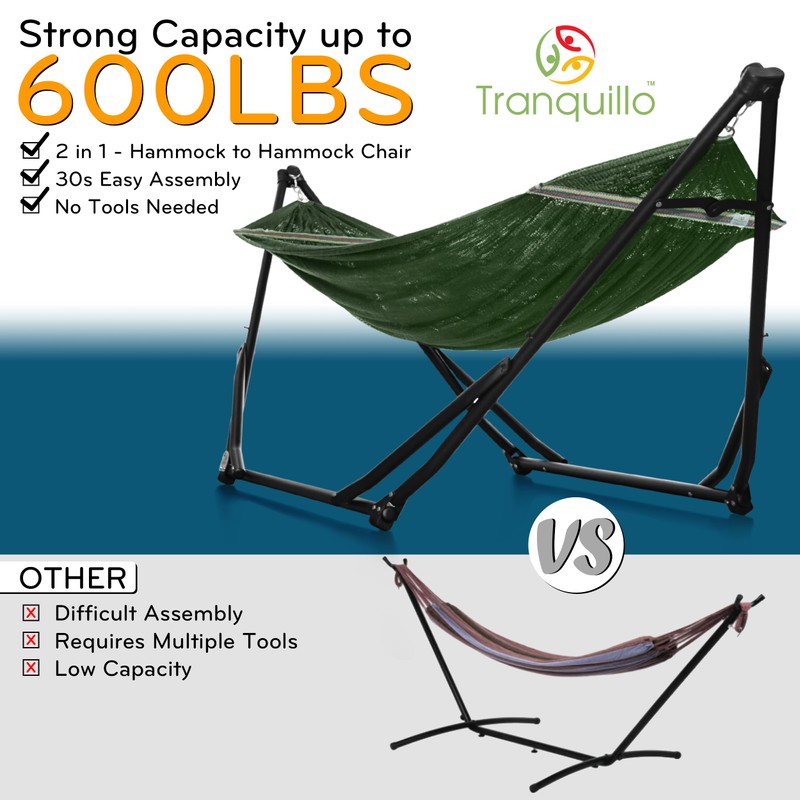 Tranquillo UniGen Hammock/Hammock with Stand for Outside, Double Hammock for