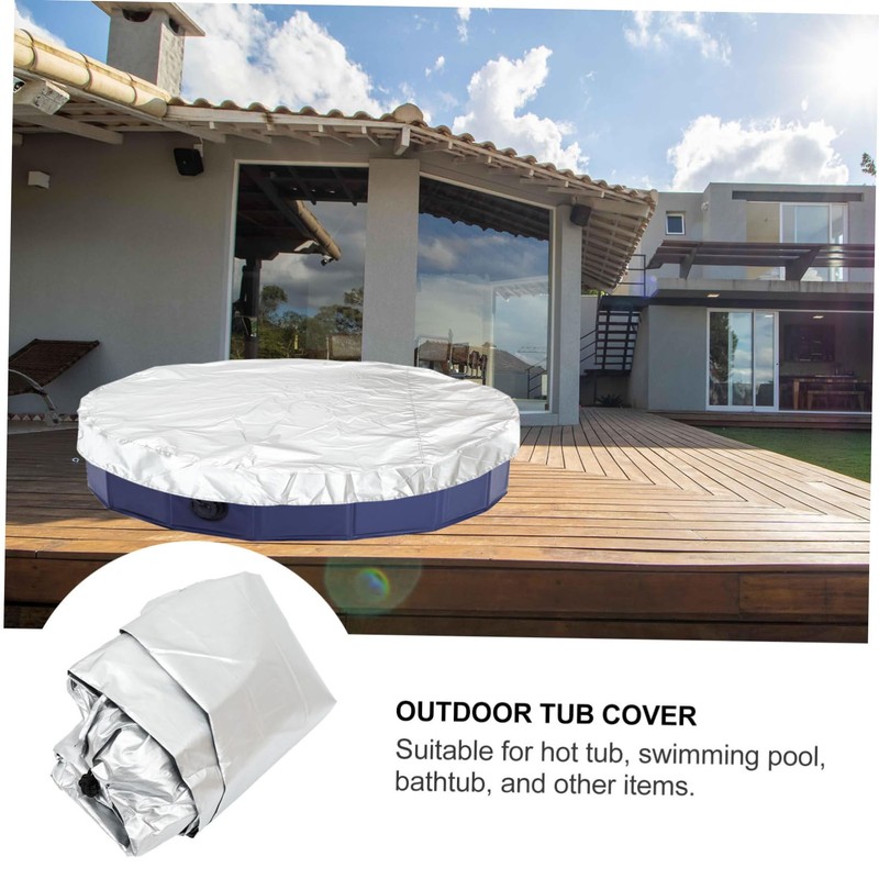 Mipcase 1Pc Round Hot Tub Cover Grey Outdoor Bathtub Protector
