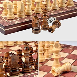 HURRISE Juego de ajedrez magnético de , juego de ajedrez internacional estándar 3 en 1, tablero de juego de ajedrez plegable para niños, adultos y principiantes