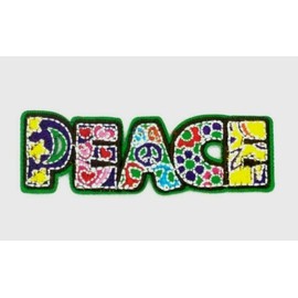 Peace Sign Flowers Patch Daisy Hippie Word Embroidered Iron On Applique 329