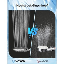 VOXON Shower Head Water Saving Shower Head with 5 Jet Types Hand Shower with Hose