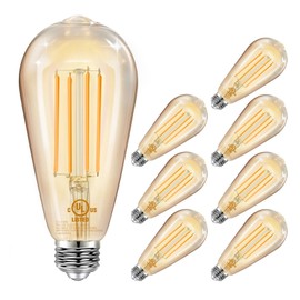 DAYBETTER 8 Pack Vintage LED Edison Bulbs, E26 Led Bulb 60W Equivalent, Dimmable Led Light Bulbs, High Brightness 800 LM Amber Warm 2200K, ST58 Antique Filament Bulbs, Clear Glass Style for Home