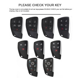 Vnephoo 2PCS Chevy Key Fob Cover with Keychain Soft TPU Protection Case Compatible with Tahoe Suburban GMC Yukon Denali Silverado