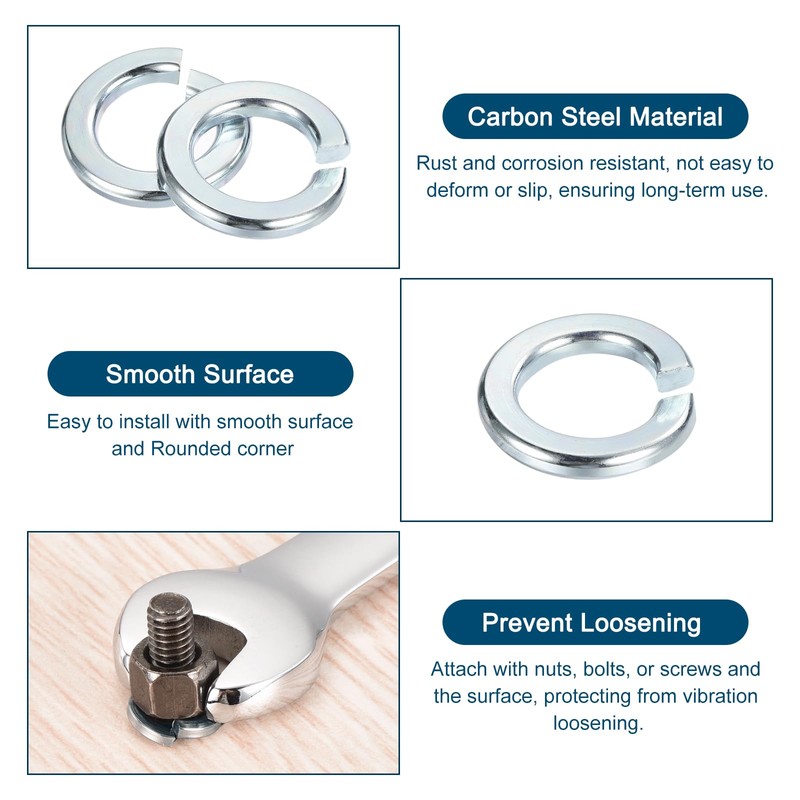 sourcing map 3/4" Split Lock Washer, 10Pcs Carbon Steel Spring