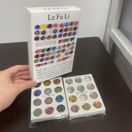 Le Fu Li Glitter 48 Pcs Total Face Body Eye Hair Nail Festival Chunky Holographic Glitter, Body Glitter Pentagram Butterfly Moon