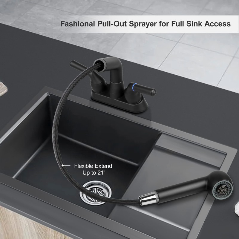 Utility Sink Faucet, Laundry Room Faucet with Pull Out Sprayer,