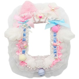 Ruffled Lace Trim Photocard Holder, Plush Badge Holder for ID, Credit, and Student Cards, 3 Inch, Clear Protective Sleeves Decorative (Pink)