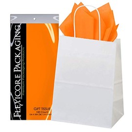5ct White Paper Gift Bags + 10ct Gift Tissue