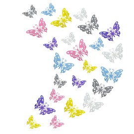 DaGou 24PCS 3D Butterfly Wall Decor- Butterflys Wall Decor, Removable Butterfly Decorations, Hollow Out Carving 3D Butterfly Stickers, Suitable for Kids Girls Bedroom, Wedding (CK8004)