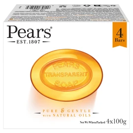 Pears Pure and Gentle with Natural Oil Soap, 100g, Pack of 4