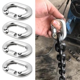 YINETTECH 5pcs 5mm 316 Stainless Steel Split Connecting Chain Links Heavy Duty Chain Link Connector C-Link Split Connecting for Chain Connection, Marine Grade