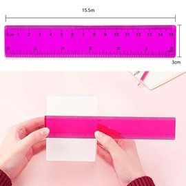 UYVPAER Pack of 8 Rulers, 15 cm, Colourful Plastic Ruler, Flexible Ruler, Transparent Plastic Ruler, Precision Measuring Ruler with Metric & Inch Scale, Measuring Tool for Home, Office, School