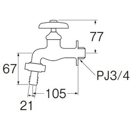SANEI [Coupling Horizontal Faucet] Nominal 20 Hose Connection Diameter 0.8 inch (21 mm) Y30V-20