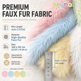 SEWBATO 4cm Long Plush Artificial Craft Fur Fabric -62.99x19.68 inches Solid Color Ultra Soft 100% Polyester DIY Plush Project Doll Hair Indoor Decoration Home Fabric (6#, 62.99x19.68 inches)