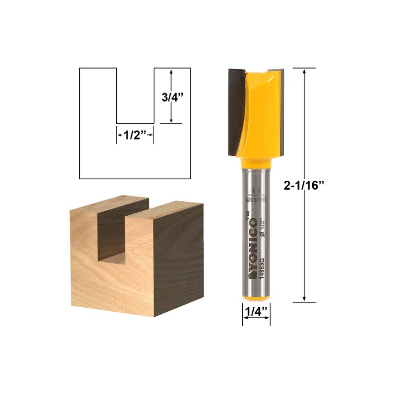 YONICO Router Bits Set Straight 5 Bit 1/4-Inch Shank 14522q