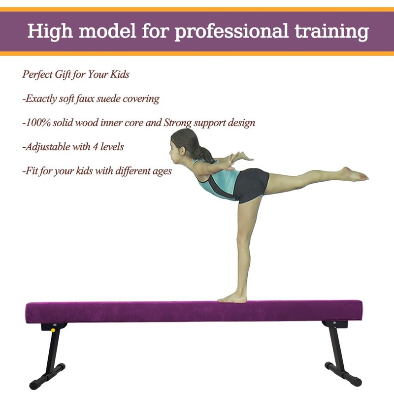 GBVUGY Adjustable&Foldable Gymnastics Balance Beam,6FT High-Low Level Floor Gymnastic Beam,No