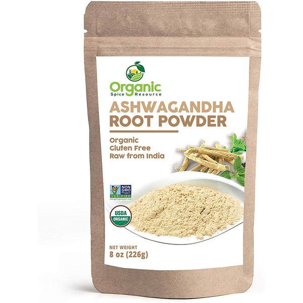 Organic Ashwagandha Root Powder | 8 oz or 1.1 lbs | Lab Tested for Purity | Resealable Kraft Bag, Non-GMO, Indian Ginseng, Withania Somnifera -100% Raw from India, by SHOPOSR(1.1)