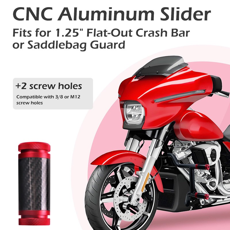 GZICMA Crash Bar Sliders CNC Carbon Fiber 1.25" Decorative Wheels
