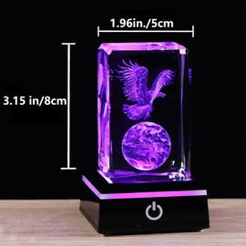 Qianwei 3D Crystals Eagle Gifts Decor Glass Figurine Eagle Stuff for Room Birthday for Best Friend Lovers Keepsake Paperweight