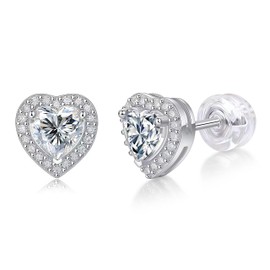 Venkssie Women Men 2 ct Moissanite Studs Earrings Real 925 Sterling Silver Plated With 18k White Gold Dainty Hypoallergenic Flat Back Post Small Studs With Lab Grown Diamond None Tarnish Jewelry, No,