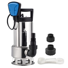 FLUENTPOWER 1HP Sump Pump 4000GPH Stainless Steel Submersible Pump, Auto/Manual Control with 26-Foot Cord, Drain Clean/Dirty Water for Basement Flood Cellar Pool Pond Garden Hot Tub