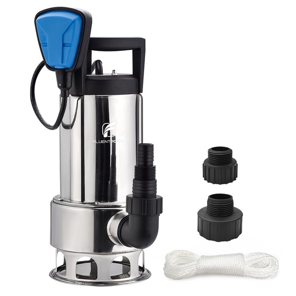 FLUENTPOWER 1HP Sump Pump 4000GPH Stainless Steel Submersible Pump, Auto/Manual