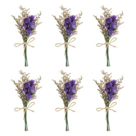 PATIKIL Mini Dried Flower Bouquet, 6 Pcs Forget-me-not Natural Wildflower with Stem Decor Baby's Breath Boho Floral Plant Flower for Crafts DIY Photo Props Gift Wedding Decor, Purple